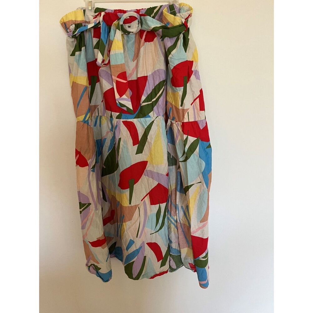Eloquii Womens Skirt  24 Cotton Abstract Print Flouncy Boho Artsy Resort